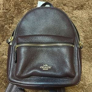 NWT COACH PBL LTH CHRLE BCKP, BROWN LEATHER MINI BACKPACK